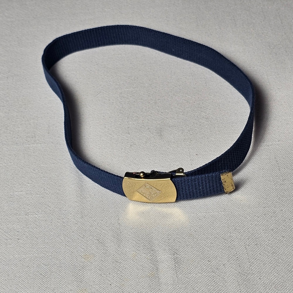 Cub Scouts BSA Navy Blue Web Belt Solid Brass Wolf Buckle Made in USA